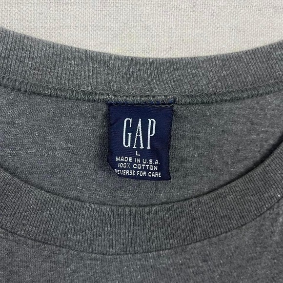 Vintage 90s Gap USA Made 100% Cotton Grey Blank Tee Shirt - Picture 2 of 6